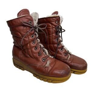 Husky by Bastien Brothers Vintage 70s Boots Quilted Sherpa Lined Lace Up Winter